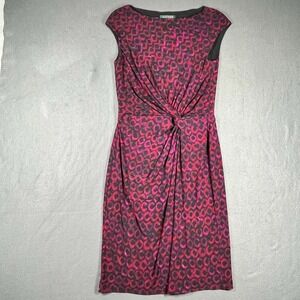 Lauren Ralph‎ Lauren Women's Twisted Sheath Dress Size 10 Pink Leopard Midi
